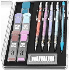 image:imageMr Pen Art Mechanical Pencil Set 5 Sizes 03 05 07 09 20mm  5 HB Lead Refills amp 10 Eraser Refills Precision Drawing Pencils for Sketching Writing amp ArtworkClear Barrel