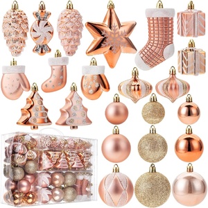 image:imageMr Pen Assorted Christmas Tree Ornaments Set 77 pcs  Gold Holiday Ornaments Shatterproof Plastic Decorations with Gold Hanging ThreadRose Gold