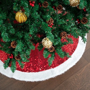 image:imageMr Pen Christmas Tree Skirt  48 Inch Knitted Xmas Tree SkirtRed Sequin