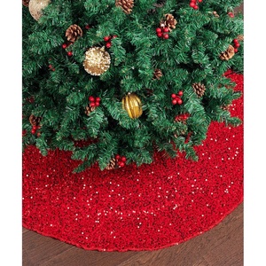 image:imageMr Pen Christmas Tree Skirt  48 Inch Knitted Xmas Tree SkirtSequin Red