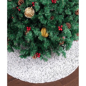 image:imageMr Pen Christmas Tree Skirt  48 Inch Knitted Xmas Tree SkirtSequin Silver