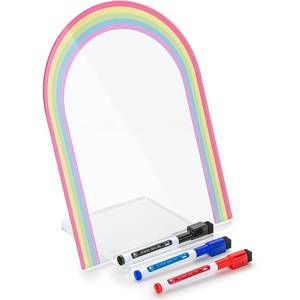 image:imageMr Pen Clear Acrylic Board with Stand 118 x 89 3 Markers  Rainbow Theme Clear Acrylic Dry Erase Board with Stand