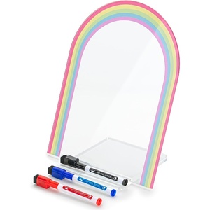 image:imageMr Pen Clear Acrylic Board with Stand 118 x 9 3 Markers  Rainbow Theme Clear Dry Erase Board for DeskRainbow Theme