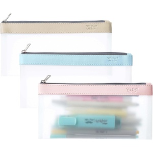image:imageMr Pen Clear Pencil Pouch 850x425 3 Pack Durable TPU Material  Medium WaterResistant Pencil Bags with Smooth Zipper Multipurpose Clear Pouch for Stationery School OfficeSoft Pastel