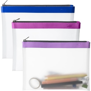 image:imageMr Pen Clear Pencil Pouch 850x425 3 Pack Durable TPU Material  Medium WaterResistant Pencil Bags with Smooth Zipper Multipurpose Clear Pouch for Stationery School OfficeLavender Dreams
