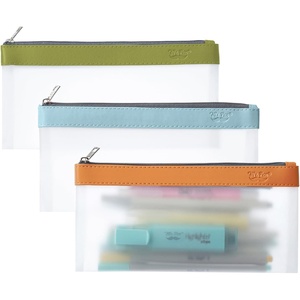image:imageMr Pen Clear Pencil Pouch 850x425 3 Pack Durable TPU Material  Medium WaterResistant Pencil Bags with Smooth Zipper Multipurpose Clear Pouch for Stationery School OfficeEarthy