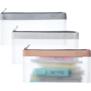 image:imageMr Pen Clear Pencil Pouch 850x425 3 Pack Durable TPU Material  Medium WaterResistant Pencil Bags with Smooth Zipper Multipurpose Clear Pouch for Stationery School OfficeDusty Rose