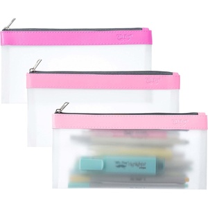 image:imageMr Pen Clear Pencil Pouch 850x425 3 Pack Durable TPU Material  Medium WaterResistant Pencil Bags with Smooth Zipper Multipurpose Clear Pouch for Stationery School OfficePink Shades