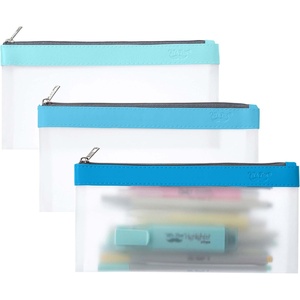 image:imageMr Pen Clear Pencil Pouch 850x425 3 Pack Durable TPU Material  Medium WaterResistant Pencil Bags with Smooth Zipper Multipurpose Clear Pouch for Stationery School OfficeBlue Shades