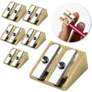 image:imageMr Pen Handheld Metal Pencil Sharpener 6 Pack  2Hole Dual Size Standard amp Jumbo Rose Gold Metal Manual Pencil Sharpeners for Graphite amp Colored Pencils School OfficeGold
