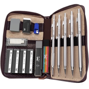image:imageMr Pen Metal Mechanical Pencil in Leather Case 5 Pack 5 Sizes 03 05  07 09 amp 2mm 6x Tubes Lead Refill Erasers amp Sharpener for School Supplies Note Taking Drawing Fathers Day Gift