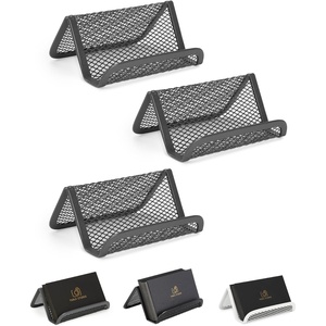 image:imageMr Pen Metal Mesh Business Card Holders 3 Pack Gray  Durable Stainless Steel Card Stand for Desk Office and Business Use Straight Flat and Smooth DesignGrey