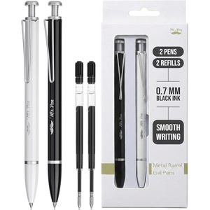 image:imageMr Pen Metal Retractable Gel Pens 2 Pack Black Ink 2 Refills  Fine Point 07 mm Fast Dry Smooth Writing Cute Pens for Drawing Writing Planner and School Supplies