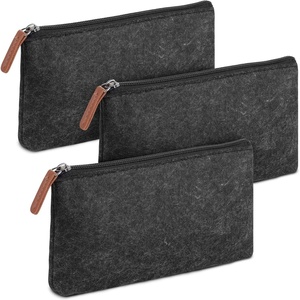 image:imageMr Pen Pencil Case Pencil Pouch 3 Pc Black Felt Small Pencil Case  Pencil pouch Small Pen Case Pen Bag Office Supplies Canvas Pencil Case Pencil Bags Pen PouchC Black
