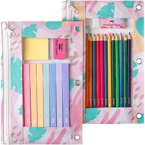 image:imageMr Pen Pencil Pouch for 3 Ring Binder 5 Pack 10x7 Smooth Zipper  Clear Window Large Capacity Pencil Case with 3 Reinforced Grommets for School Office Supplies StorageTropical Leaves