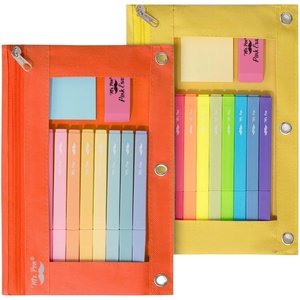 image:imageMr Pen Pencil Pouch for 3 Ring Binder 5 Pack 10x7 Smooth Zipper  Clear Window Large Capacity Pencil Case with 3 Reinforced Grommets for School Office Supplies StorageYellow and Orange