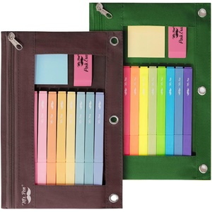 image:imageMr Pen Pencil Pouch for 3 Ring Binder 5 Pack 10x7 Smooth Zipper  Clear Window Large Capacity Pencil Case with 3 Reinforced Grommets for School Office Supplies StorageDark Green and Brown