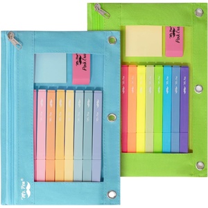 image:imageMr Pen Pencil Pouch for 3 Ring Binder 5 Pack 10x7 Smooth Zipper  Clear Window Large Capacity Pencil Case with 3 Reinforced Grommets for School Office Supplies StorageLight Blue and Light Green
