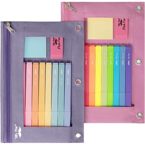 image:imageMr Pen Pencil Pouch for 3 Ring Binder 5 Pack 10x7 Smooth Zipper  Clear Window Large Capacity Pencil Case with 3 Reinforced Grommets for School Office Supplies StorageLavender and Pink