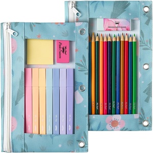 image:imageMr Pen Pencil Pouch for 3 Ring Binder 5 Pack 10x7 Smooth Zipper  Clear Window Large Capacity Pencil Case with 3 Reinforced Grommets for School Office Supplies StorageSpring Flowers