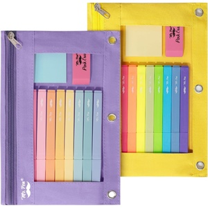 image:imageMr Pen Pencil Pouch for 3 Ring Binder 5 Pack 10x7 Smooth Zipper  Clear Window Large Capacity Pencil Case with 3 Reinforced Grommets for School Office Supplies StorageYellow and Purple