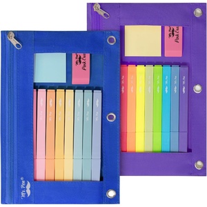 image:imageMr Pen Pencil Pouch for 3 Ring Binder 5 Pack 10x7 Smooth Zipper  Clear Window Large Capacity Pencil Case with 3 Reinforced Grommets for School Office Supplies StorageBlue and Purple