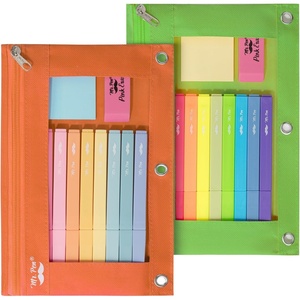image:imageMr Pen Pencil Pouch for 3 Ring Binder 5 Pack 10x7 Smooth Zipper  Clear Window Large Capacity Pencil Case with 3 Reinforced Grommets for School Office Supplies StorageGreen and Orange