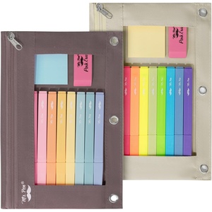 image:imageMr Pen Pencil Pouch for 3 Ring Binder 5 Pack 10x7 Smooth Zipper  Clear Window Large Capacity Pencil Case with 3 Reinforced Grommets for School Office Supplies StorageCream and Brown