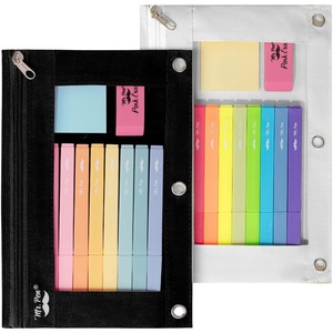 image:imageMr Pen Pencil Pouch for 3 Ring Binder 5 Pack 10x7 Smooth Zipper  Clear Window Large Capacity Pencil Case with 3 Reinforced Grommets for School Office Supplies StorageBlack and White