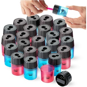 image:imageMr Pen Pencil Sharpeners Manual 24 Pack Dual Hole  Bulk Handheld Pencil Sharpener Compatible with Standard and Jumbo Pencils ScrewOn Lid Stainless Steel BladeRed and Blue