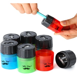image:imageMr Pen Pencil Sharpeners Manual 24 Pack Dual Hole  Bulk Handheld Pencil Sharpener Compatible with Standard and Jumbo Pencils ScrewOn Lid Stainless Steel BladeGreen  Yellow  Blue  Pink  Black  Red