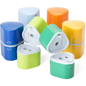 image:imageMr Pen Pencil Sharpeners Manual 6 Pack 3 Holes Colorful  Handheld Pencil Sharpener Large Waste Box Compatible with Standard and Jumbo Pencils Stainless Steel Blade for KidsSpring Colors
