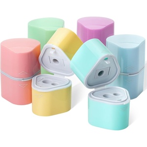 image:imageMr Pen Pencil Sharpeners Manual 6 Pack 3 Holes Colorful  Handheld Pencil Sharpener Large Waste Box Compatible with Standard and Jumbo Pencils Stainless Steel Blade for KidsGentle Colors