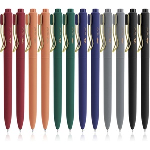 image:imageMr Pen Pens Black Ink 12 Pack 05mm Fast Dry Refillable Ink  Vintage RubberGrip Barrels amp Gold Metal Clips