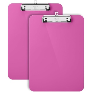 image:imageMr Pen Plastic Clipboard 125 x 9 2 Pack Clipboard Plastic  LowProfile Metal Clip with Retractable Hanging HoleHot Pink