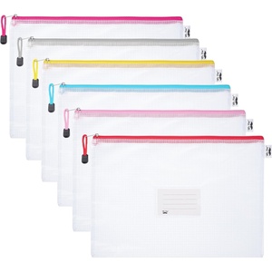 image:imageMr Pen Plastic Mesh Zipper Pouch with Label Pocket A4 6 Pack  Large Mesh Zipper Pouch Large Board Game Storage