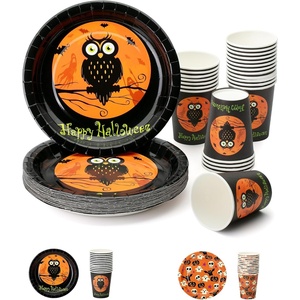 image:imageMr Pen Plates and Cups Set for Halloween 48 Pcs Fall Cups and Plates  Paper Tableware Dessert For Halloween Party