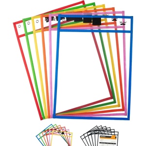 image:imageMr Pen Reusable Dry Erase Pocket Sleeves 10 x 14 6 Pack Colorful  Clear Plastic Paper Sleeves Ticket Holders Clear Plastic Sheet Protectors Teacher School Classroom SuppliesBright Colors