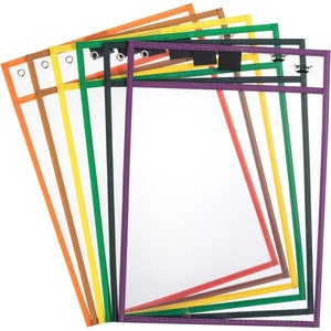 image:imageMr Pen Reusable Dry Erase Pocket Sleeves 10 x 14 6 Pack Colorful  Clear Plastic Paper Sleeves Ticket Holders Clear Plastic Sheet Protectors Teacher School Classroom SuppliesVintage