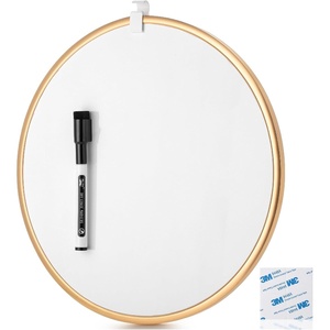 image:imageMr Pen Round Dry Erase Board 115 with a Black Dry Erase Marker  Gold Frame Small White Board