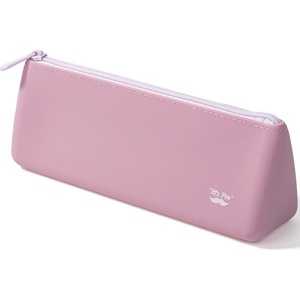 image:imageMr Pen Silicone Pencil Case Pouch Dusty Pink  Aesthetic Triangular Design Multipurpose Aesthetic Pencil Case Small Silicone Makeup BagDusty Pink