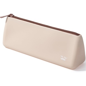 image:imageMr Pen Silicone Pencil Case Pouch Dusty Pink  Aesthetic Triangular Design Multipurpose Aesthetic Pencil Case Small Silicone Makeup BagWarm Beige
