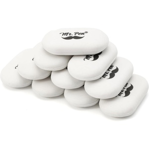 image:imageMr Pen White Oval Pencil Erasers 10 Pack 1 x 2 Soft Rubber White Pencil Erasers for School Office Art Sketching Homework Exams Clean SmudgeFree Correction