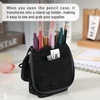 image:imageMr Pen Standing Pencil Case Pouch Sit amp Lay MeshView Design  Black amp Blue Interior Pocket amp 2 Elastic Binder Loops Cute Pencil Case for Girls and BoysBlack with Gray Zipper