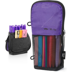 image:imageMr Pen Standing Pencil Case Pouch Sit amp Lay MeshView Design  Black amp Blue Interior Pocket amp 2 Elastic Binder Loops Cute Pencil Case for Girls and BoysBlack  Purple