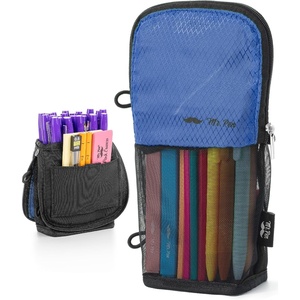 image:imageMr Pen Standing Pencil Case Pouch Sit amp Lay MeshView Design  Black amp Blue Interior Pocket amp 2 Elastic Binder Loops Cute Pencil Case for Girls and BoysBlack  Blue