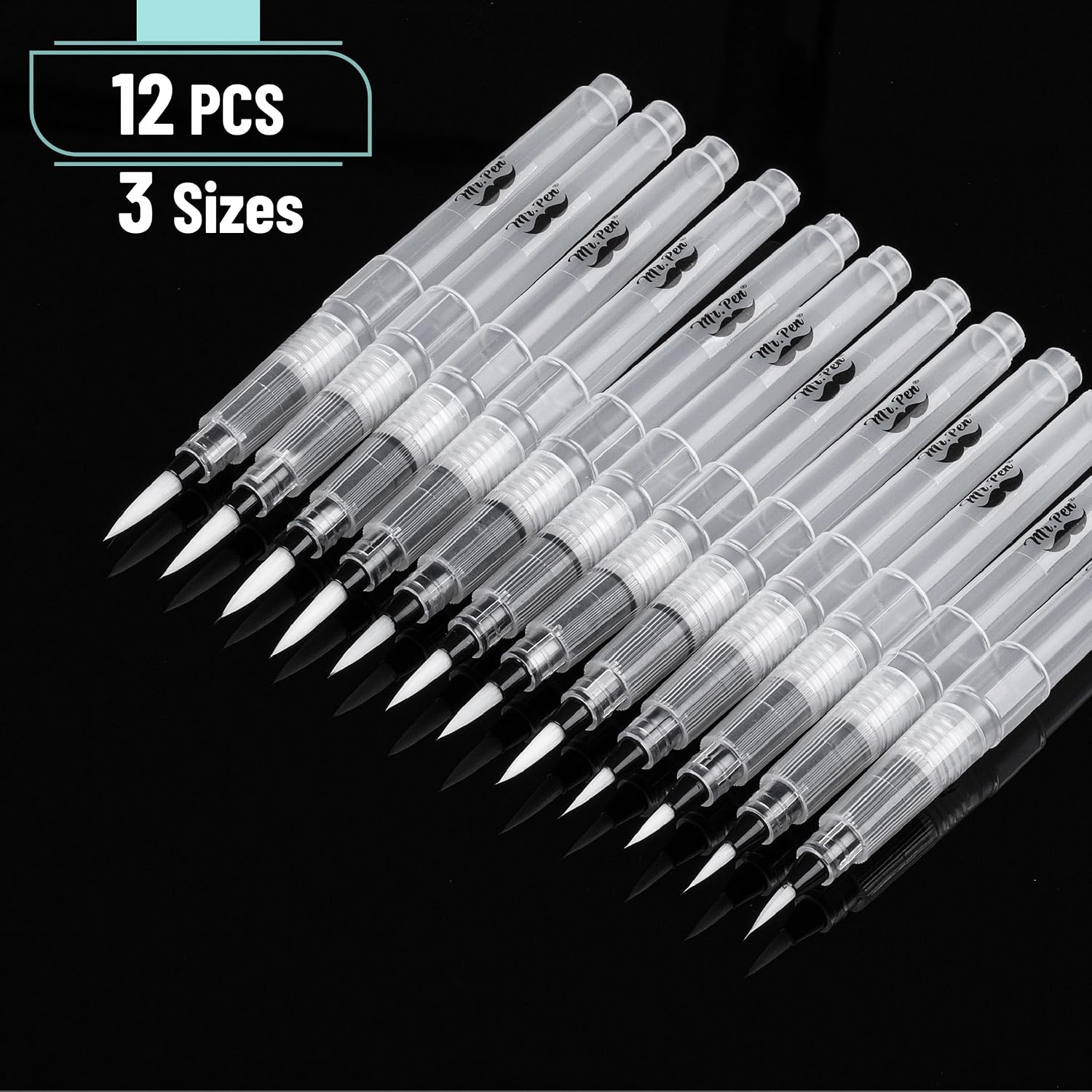 image:imageMr Pen Watercolor Brush Pens 12 pcs 12 x Point Tips Styles  Nylon Bristles Refillable Watercolor Pens for Acrylic Gouache Crayons Ideal for Artists Drawing Sketching