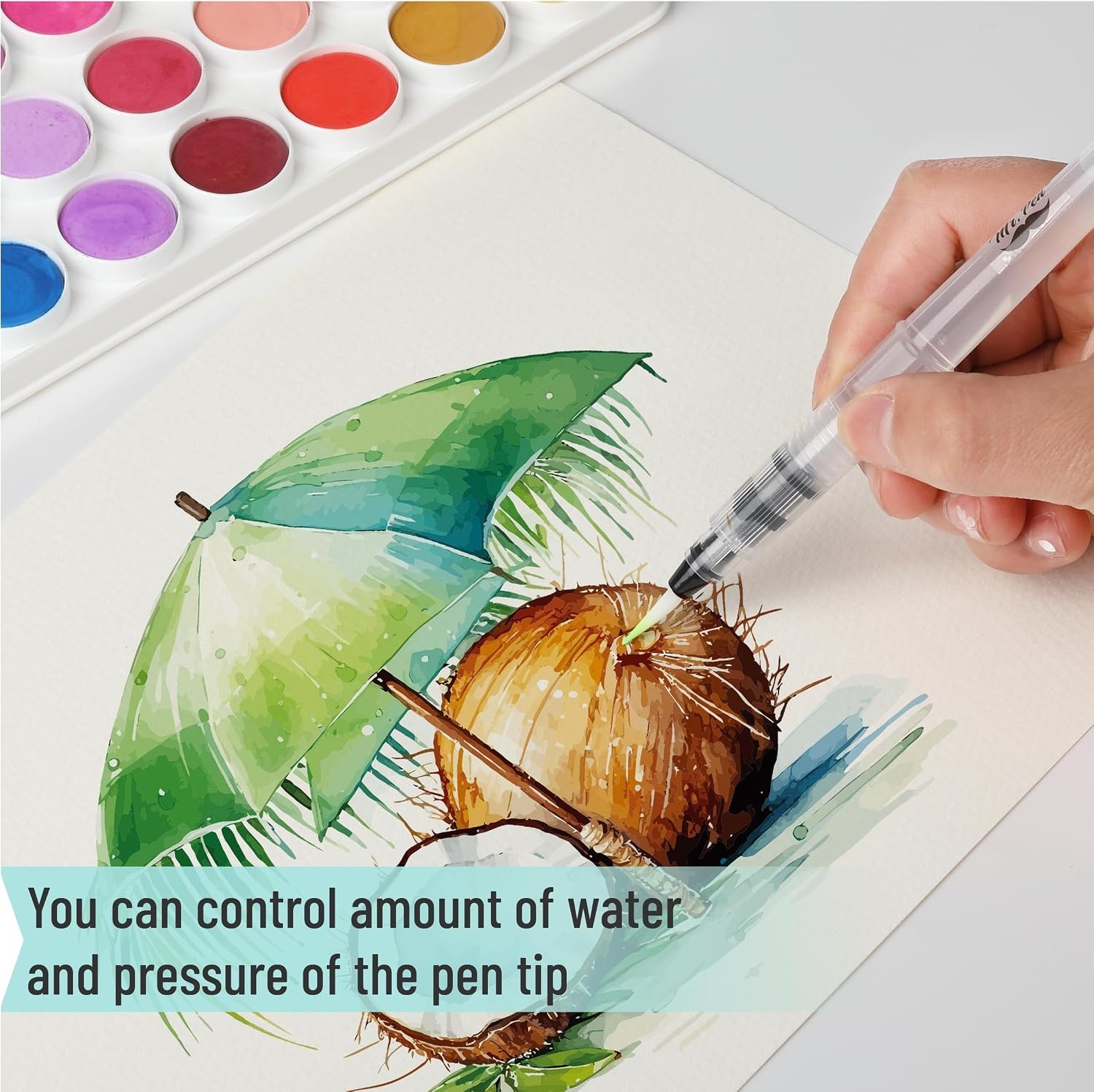 image:imageMr Pen Watercolor Brush Pens 12 pcs 12 x Point Tips Styles  Nylon Bristles Refillable Watercolor Pens for Acrylic Gouache Crayons Ideal for Artists Drawing Sketching