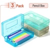 image:imageMr Pen Plastic Pencil Case Box 2 Pack Large Crayon Marker Pen Organizer  Plastic Bead Organizing Container with SnapTight Lids Clear Craft Storage Boxes School SuppliesBlue  Mint  Smoky