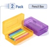 image:imageMr Pen Plastic Pencil Case Box 2 Pack Large Crayon Marker Pen Organizer  Plastic Bead Organizing Container with SnapTight Lids Clear Craft Storage Boxes School SuppliesPurple  Yellow